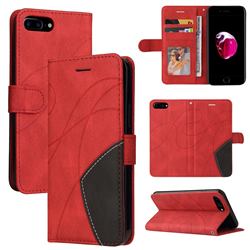 Luxury Two-color Stitching Leather Wallet Case Cover for iPhone 8 Plus / 7 Plus 7P(5.5 inch) - Red