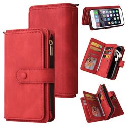 Luxury Multi-functional Zipper Wallet Leather Phone Case Cover for iPhone 8 Plus / 7 Plus 7P(5.5 inch) - Red