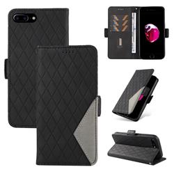 Grid Pattern Splicing Protective Wallet Case Cover for iPhone 8 Plus / 7 Plus 7P(5.5 inch) - Black
