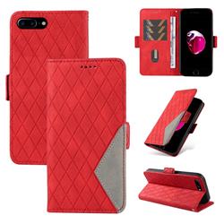 Grid Pattern Splicing Protective Wallet Case Cover for iPhone 8 Plus / 7 Plus 7P(5.5 inch) - Red