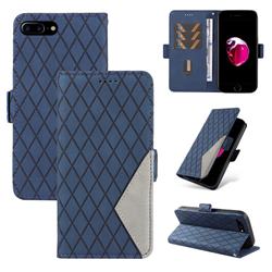 Grid Pattern Splicing Protective Wallet Case Cover for iPhone 8 Plus / 7 Plus 7P(5.5 inch) - Blue