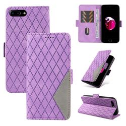 Grid Pattern Splicing Protective Wallet Case Cover for iPhone 8 Plus / 7 Plus 7P(5.5 inch) - Purple