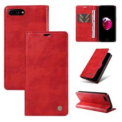 YIKATU Litchi Card Magnetic Automatic Suction Leather Flip Cover for iPhone 8 Plus / 7 Plus 7P(5.5 inch) - Bright Red