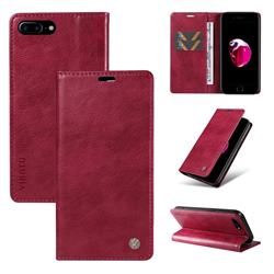 YIKATU Litchi Card Magnetic Automatic Suction Leather Flip Cover for iPhone 8 Plus / 7 Plus 7P(5.5 inch) - Wine Red