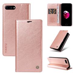 YIKATU Litchi Card Magnetic Automatic Suction Leather Flip Cover for iPhone 8 Plus / 7 Plus 7P(5.5 inch) - Rose Gold