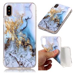 Sea Blue Soft TPU Marble Pattern Case for iPhone XS / X / 10 (5.8 inch)