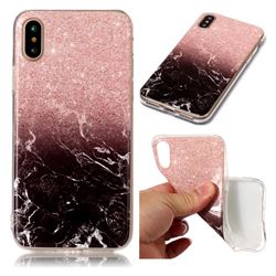 Glittering Rose Black Soft TPU Marble Pattern Case for iPhone XS / X / 10 (5.8 inch)