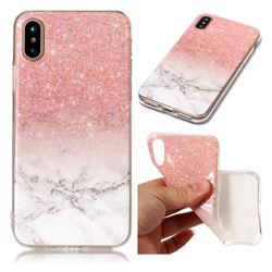 Glittering Rose Gold Soft TPU Marble Pattern Case for iPhone XS / X / 10 (5.8 inch)