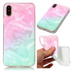 Pink Green Soft TPU Marble Pattern Case for iPhone XS / X / 10 (5.8 inch)