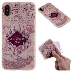 Castle The Marauders Map 3D Relief Matte Soft TPU Back Cover for iPhone XS / X / 10 (5.8 inch)