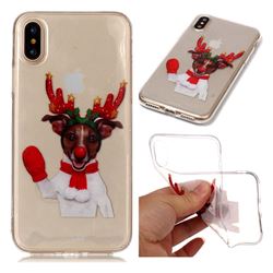 Red Gloves Elk Super Clear Soft TPU Back Cover for iPhone XS / X / 10 (5.8 inch)