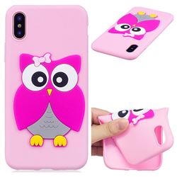 Pink Owl Soft 3D Silicone Case for iPhone XS / X / 10 (5.8 inch)
