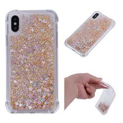 Dynamic Liquid Glitter Sand Quicksand Star TPU Case for iPhone XS / X / 10 (5.8 inch) - Diamond Gold