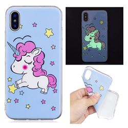 Stars Unicorn Noctilucent Soft TPU Back Cover for iPhone XS / X / 10 (5.8 inch)