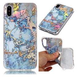 Color Plating Marble Pattern Soft TPU Case for iPhone XS / X / 10 (5.8 inch) - Gold