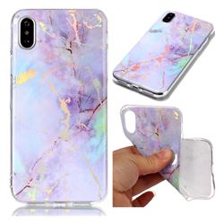 Color Plating Marble Pattern Soft TPU Case for iPhone XS / X / 10 (5.8 inch) - Purple
