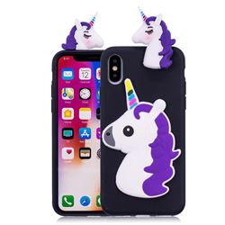 Unicorn Soft 3D Silicone Case for iPhone XS / X / 10 (5.8 inch) - Black