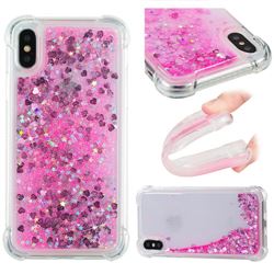Dynamic Liquid Glitter Sand Quicksand TPU Case for iPhone XS / X / 10 (5.8 inch) - Pink Love Heart
