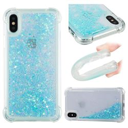 Dynamic Liquid Glitter Sand Quicksand TPU Case for iPhone XS / X / 10 (5.8 inch) - Silver Blue Star