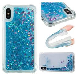 Dynamic Liquid Glitter Sand Quicksand TPU Case for iPhone XS / X / 10 (5.8 inch) - Blue Love Heart