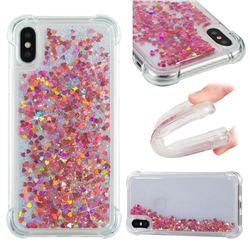 Dynamic Liquid Glitter Sand Quicksand TPU Case for iPhone XS / X / 10 (5.8 inch) - Rose Gold Love Heart
