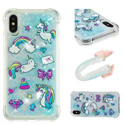 Fashion Unicorn Dynamic Liquid Glitter Sand Quicksand Star TPU Case for iPhone XS / X / 10 (5.8 inch)