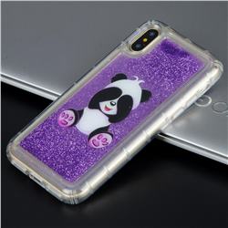 Naughty Panda Glassy Glitter Quicksand Dynamic Liquid Soft Phone Case for iPhone XS / X / 10 (5.8 inch)