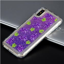 Purple Grape Glassy Glitter Quicksand Dynamic Liquid Soft Phone Case for iPhone XS / X / 10 (5.8 inch)