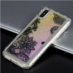 Diagonal Lace Glassy Glitter Quicksand Dynamic Liquid Soft Phone Case for iPhone XS / X / 10 (5.8 inch)