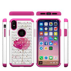Watercolor Studded Rhinestone Bling Diamond Shock Absorbing Hybrid Defender Rugged Phone Case Cover for iPhone XS / X / 10 (5.8 inch)
