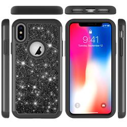 Glitter Rhinestone Bling Shock Absorbing Hybrid Defender Rugged Phone Case Cover for iPhone XS / iPhone X(5.8 inch) - Black