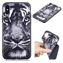 White Tiger 3D Embossed Relief Black TPU Cell Phone Back Cover for iPhone XS / iPhone X(5.8 inch)