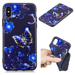 Phnom Penh Butterfly 3D Embossed Relief Black TPU Cell Phone Back Cover for iPhone XS / iPhone X(5.8 inch)