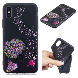 Corolla Girl 3D Embossed Relief Black TPU Cell Phone Back Cover for iPhone XS / iPhone X(5.8 inch)