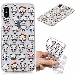 Mini Panda Clear Varnish Soft Phone Back Cover for iPhone XS / iPhone X(5.8 inch)