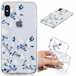 Magnolia Flower Clear Varnish Soft Phone Back Cover for iPhone XS / iPhone X(5.8 inch)