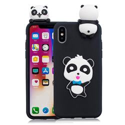 Blue Bow Panda Soft 3D Climbing Doll Soft Case for iPhone XS / iPhone X(5.8 inch)