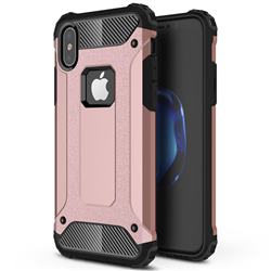 King Kong Armor Premium Shockproof Dual Layer Rugged Hard Cover for iPhone XS / iPhone X(5.8 inch) - Rose Gold