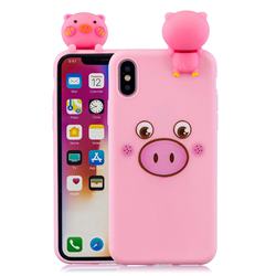 Small Pink Pig Soft 3D Climbing Doll Soft Case for iPhone XS / iPhone X(5.8 inch)