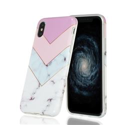 Stitching Pink Marble Clear Bumper Glossy Rubber Silicone Phone Case for iPhone XS / iPhone X(5.8 inch)