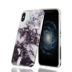Smoke Ink Painting Marble Clear Bumper Glossy Rubber Silicone Phone Case for iPhone XS / iPhone X(5.8 inch)
