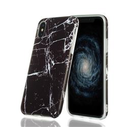 Black Stone Marble Clear Bumper Glossy Rubber Silicone Phone Case for iPhone XS / iPhone X(5.8 inch)