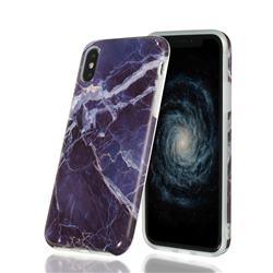 Gray Stone Marble Clear Bumper Glossy Rubber Silicone Phone Case for iPhone XS / iPhone X(5.8 inch)
