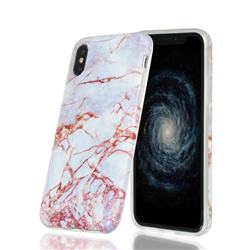 White Stone Marble Clear Bumper Glossy Rubber Silicone Phone Case for iPhone XS / iPhone X(5.8 inch)