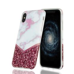 Stitching Rose Marble Clear Bumper Glossy Rubber Silicone Phone Case for iPhone XS / iPhone X(5.8 inch)
