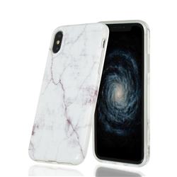 White Smooth Marble Clear Bumper Glossy Rubber Silicone Phone Case for iPhone XS / iPhone X(5.8 inch)