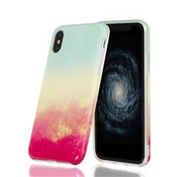 Sunset Glow Marble Clear Bumper Glossy Rubber Silicone Phone Case for iPhone XS / iPhone X(5.8 inch)