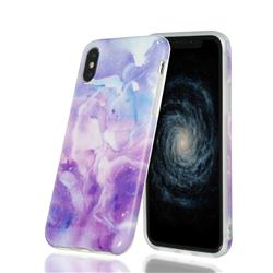 Dream Purple Marble Clear Bumper Glossy Rubber Silicone Phone Case for iPhone XS / iPhone X(5.8 inch)