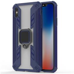 Predator Armor Metal Ring Grip Shockproof Dual Layer Rugged Hard Cover for iPhone XS / iPhone X(5.8 inch) - Blue