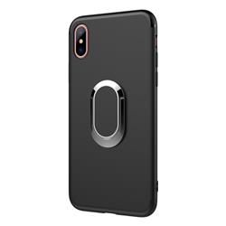 Anti-fall Invisible 360 Rotating Ring Grip Holder Kickstand Phone Cover for iPhone XS / iPhone X(5.8 inch) - Black